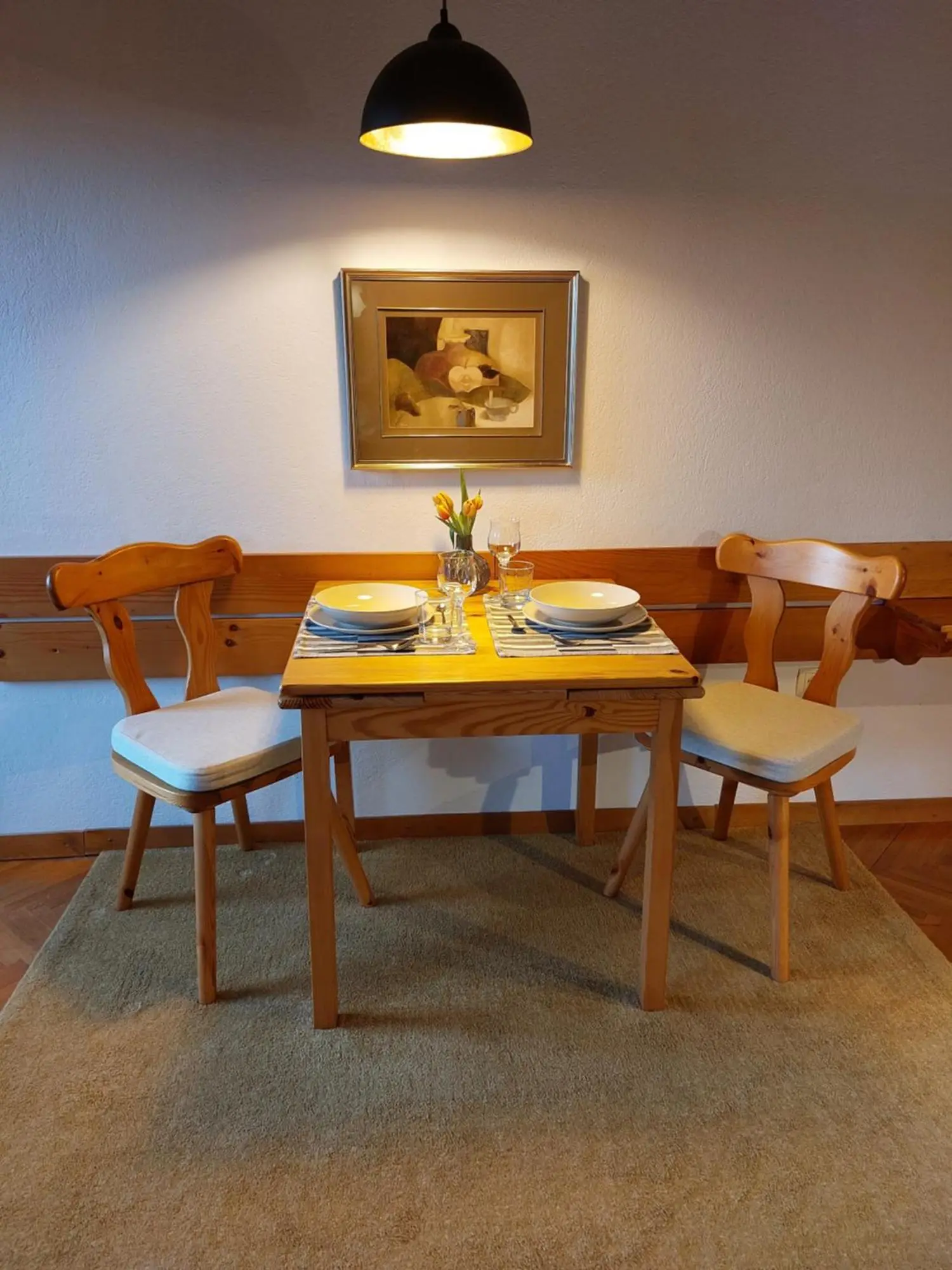 Dining table laid for breakfast in The Julian Alps